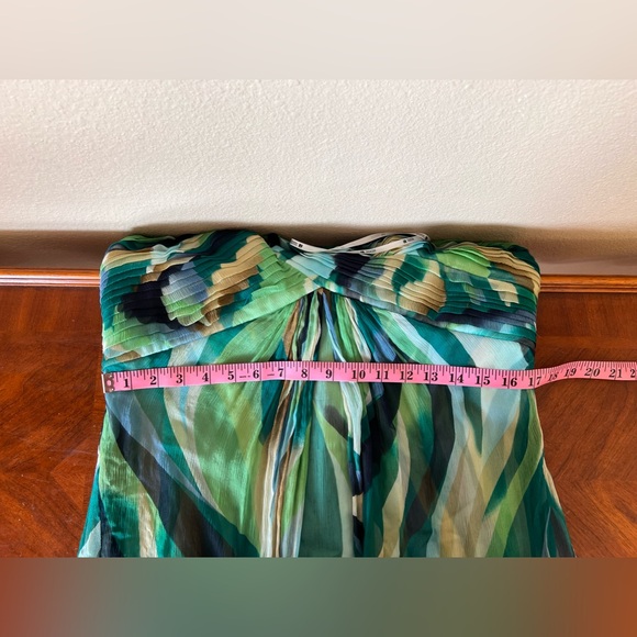 Tadashi Shoji 100% Silk Flowy Abstract Strapless Grown Size 14 - Picture 10 of 15